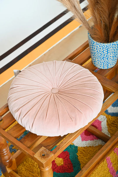Luxury Pink Cotton Velvet Round Chair Seat Pad